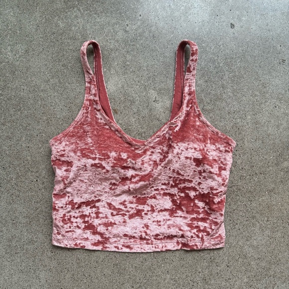 *RARE* Lululemon Pink Crushed Velvet Crop Top - Picture 1 of 2